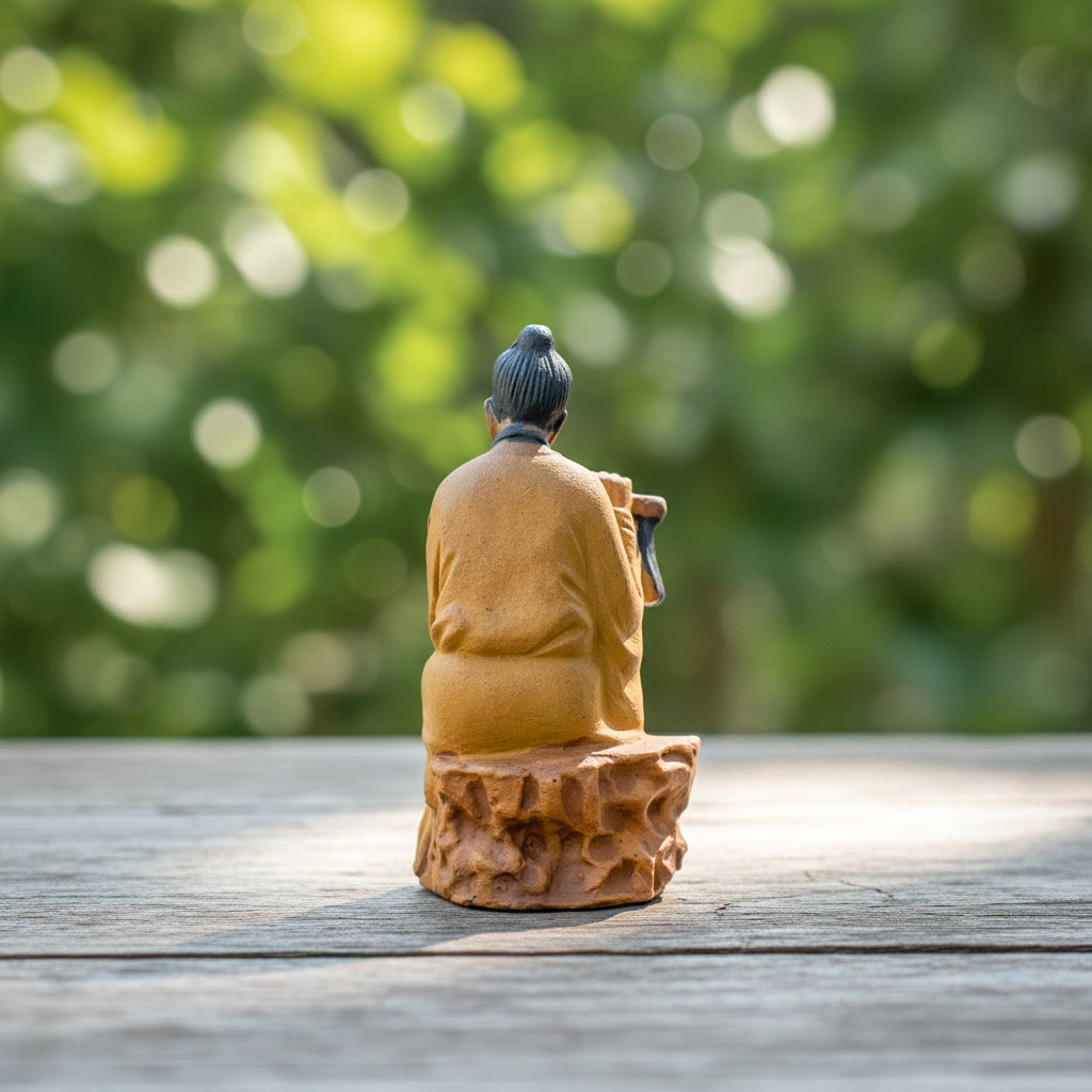 Classic Flute Player Mudmen Figurine Ceramic Sitting Pose