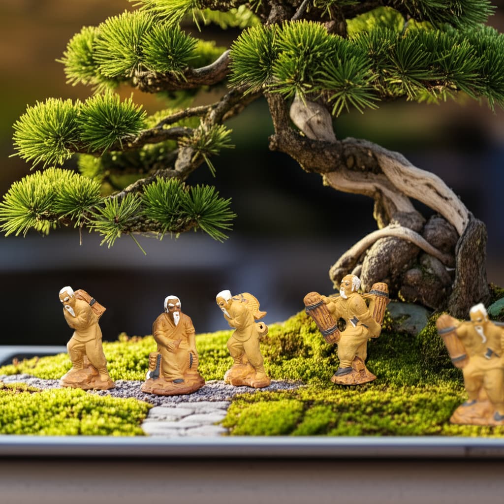 Set of 20 Handcrafted Ceramic Bonsai Mudmen Figurines