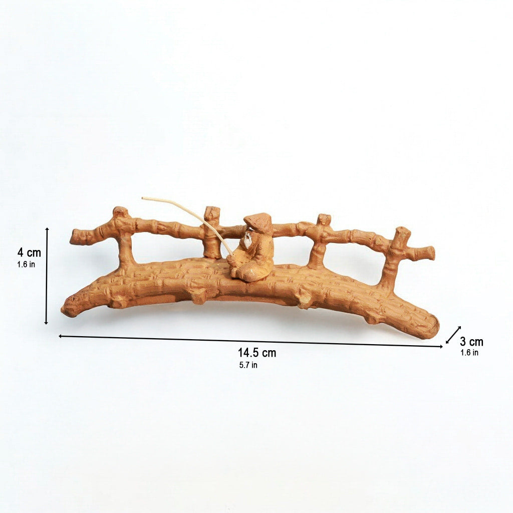 Miniature Bamboo Bridge with Fishing Man Figurine | Bonsai & Garden Decor