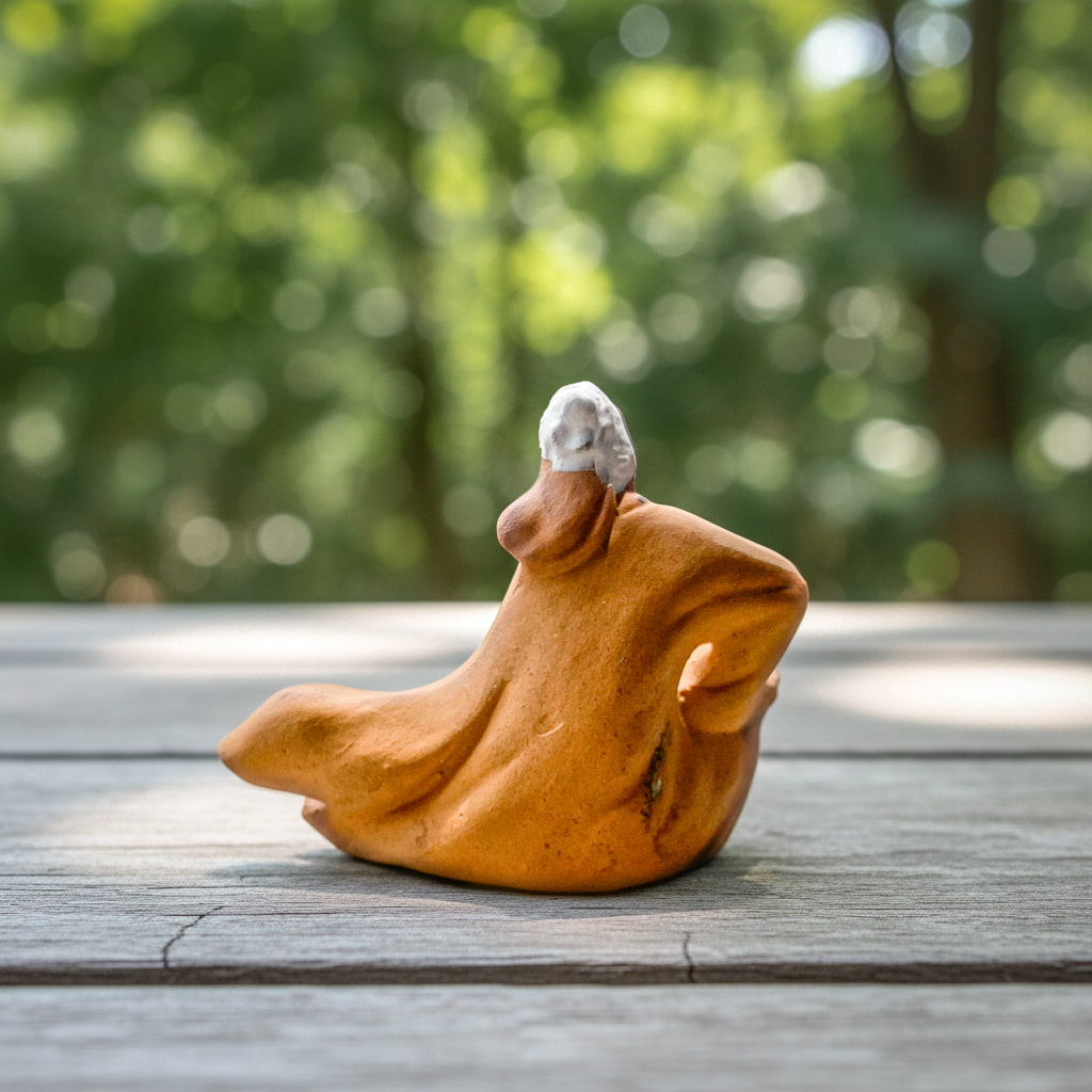 Zither Player Mudman Ceramic Figurine (2.2")