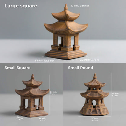 Miniature Japanese Pagodas | Ceramic Bonsai Figurines & Zen Garden Decor