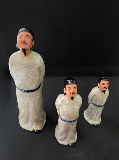 Li Bai Poet Mudman Figurine for Bonsai Displays | Cracked Glaze Ceramic