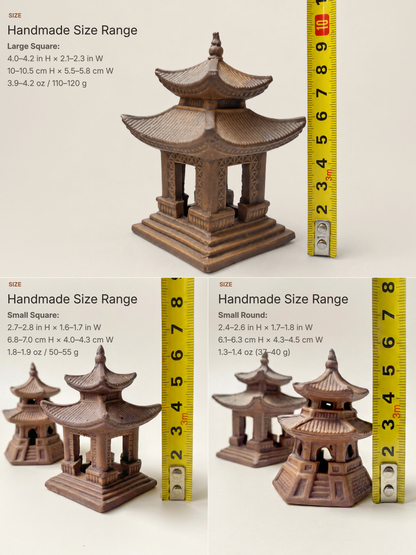 Miniature Japanese Pagoda Set for Bonsai & Zen Gardens | Antique Brown