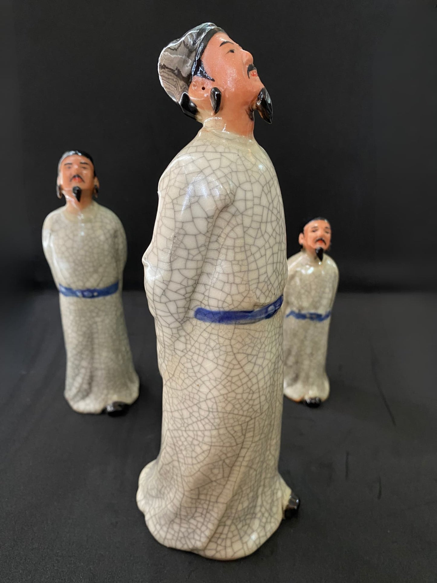Li Bai Poet Mudman Figurine for Bonsai Displays | Cracked Glaze Ceramic