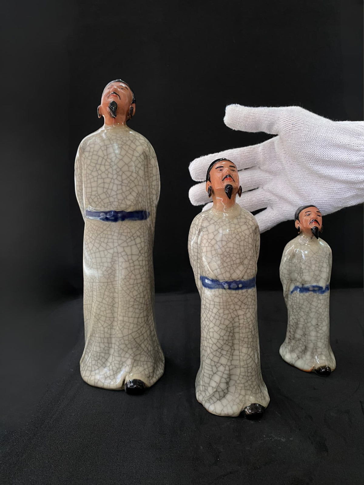 Li Bai Poet Mudman Figurine for Bonsai Displays | Cracked Glaze Ceramic