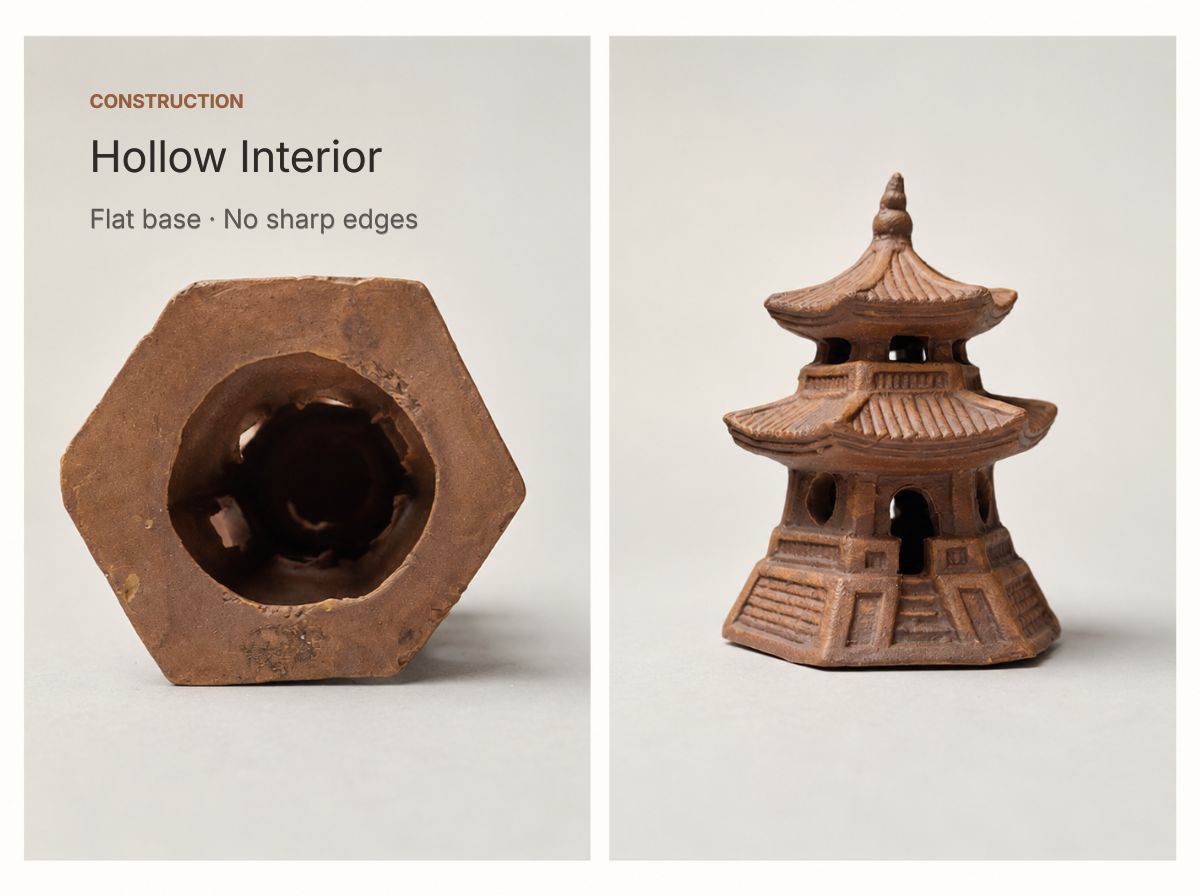 Miniature Japanese Pagoda Set for Bonsai & Zen Gardens | Antique Brown