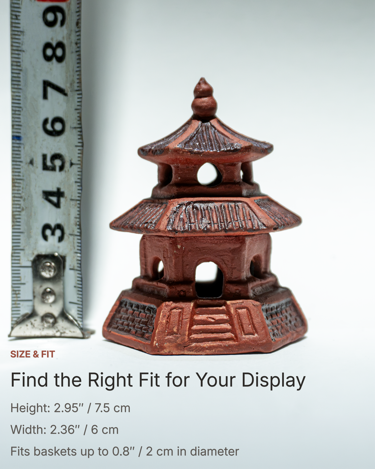 Bonsai Fertilizer Basket Holder, Ceramic Pagoda with Stainless Steel Basket