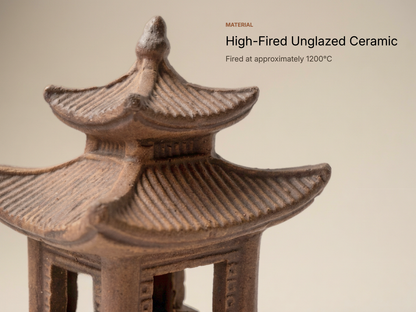 Miniature Japanese Pagoda Set for Bonsai & Zen Gardens | Antique Brown
