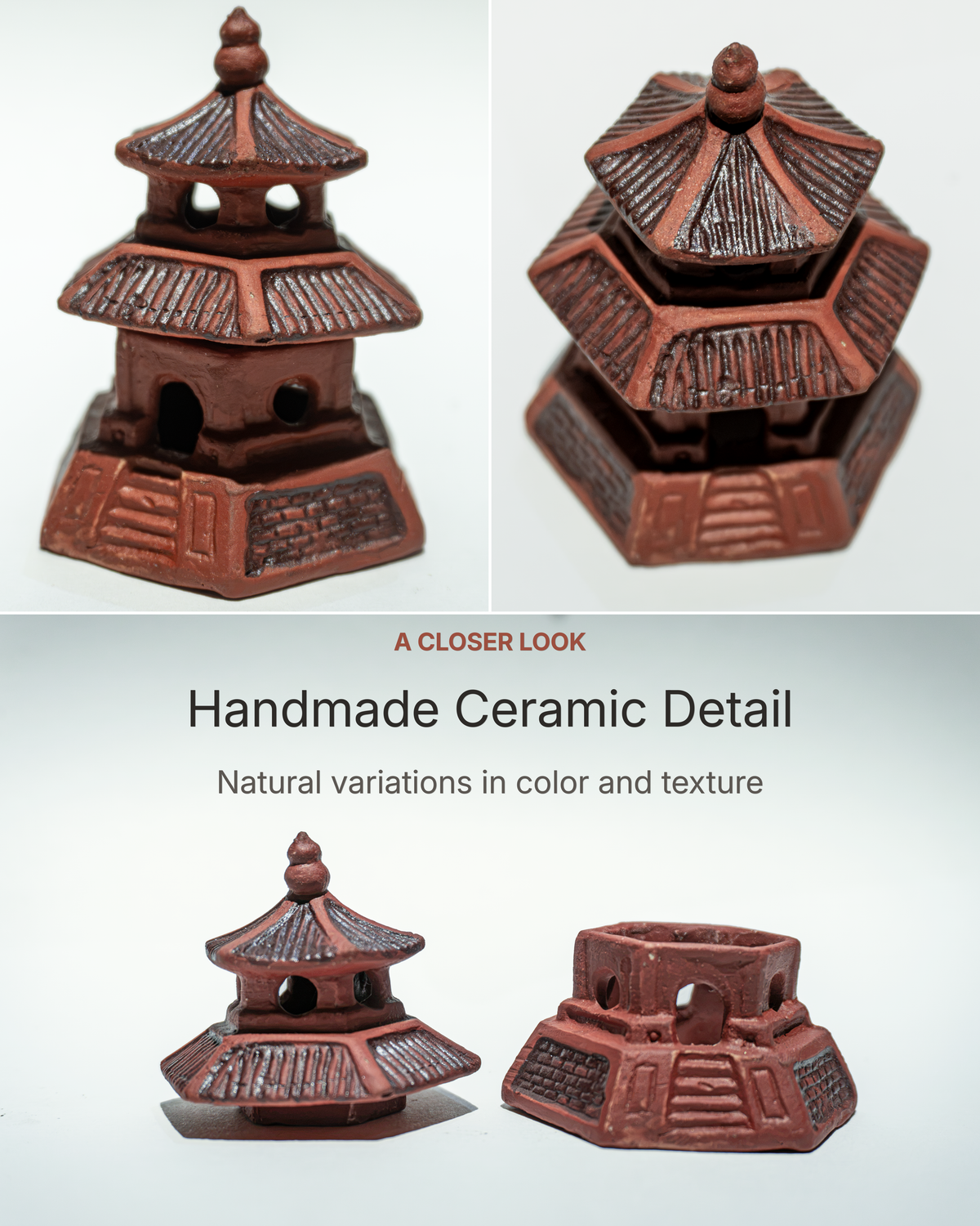 Bonsai Fertilizer Basket Holder, Ceramic Pagoda with Stainless Steel Basket