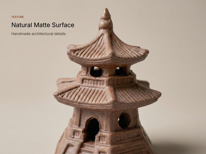 Miniature Japanese Pagoda Set for Bonsai & Zen Gardens | Antique Brown