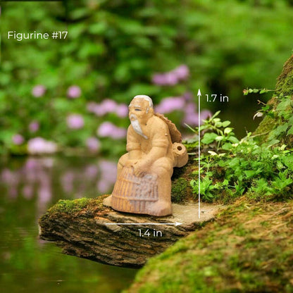 Bonsai Mudmen Figurine - Fisherman on Basket