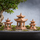 Miniature Japanese Pagoda Set for Bonsai & Zen Gardens | Antique Brown