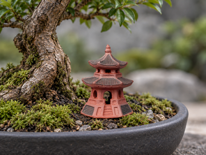 Miniatur-Pagoden in Rot (3 Stück) | Heim- und Gartendeko | Bonsai-Figuren