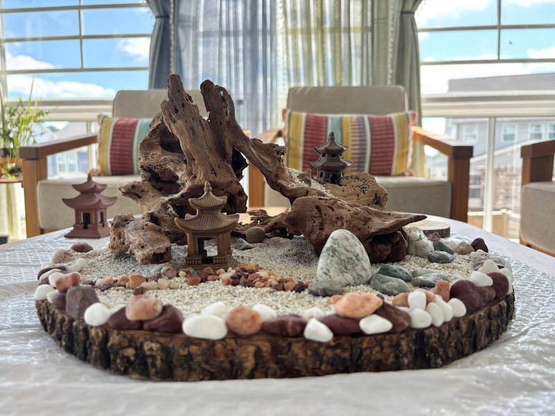 Mountain-style bonsai landscape built from an unused trivet.