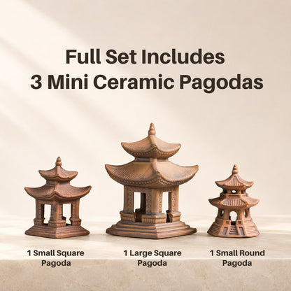 Japanische Miniaturpagoden (3er-Set) | Bonsai-Figuren &amp; Zen-Garten-Dekor