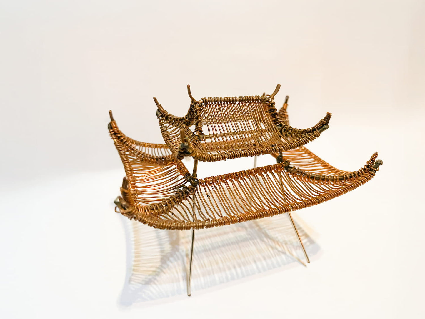 Hand-Woven Copper Pagoda | Wide Architecture (4")