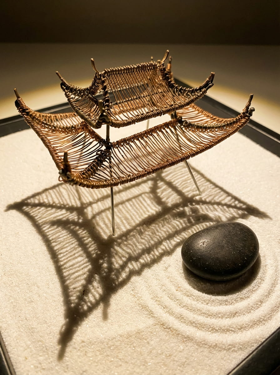 Hand-Woven Copper Pagoda | Wide Architecture (4")