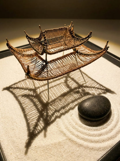 Hand-Woven Copper Pagoda | Wide Architecture (4")