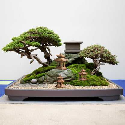Miniature Japanese Pagodas | Ceramic Bonsai Figurines & Zen Garden Decor