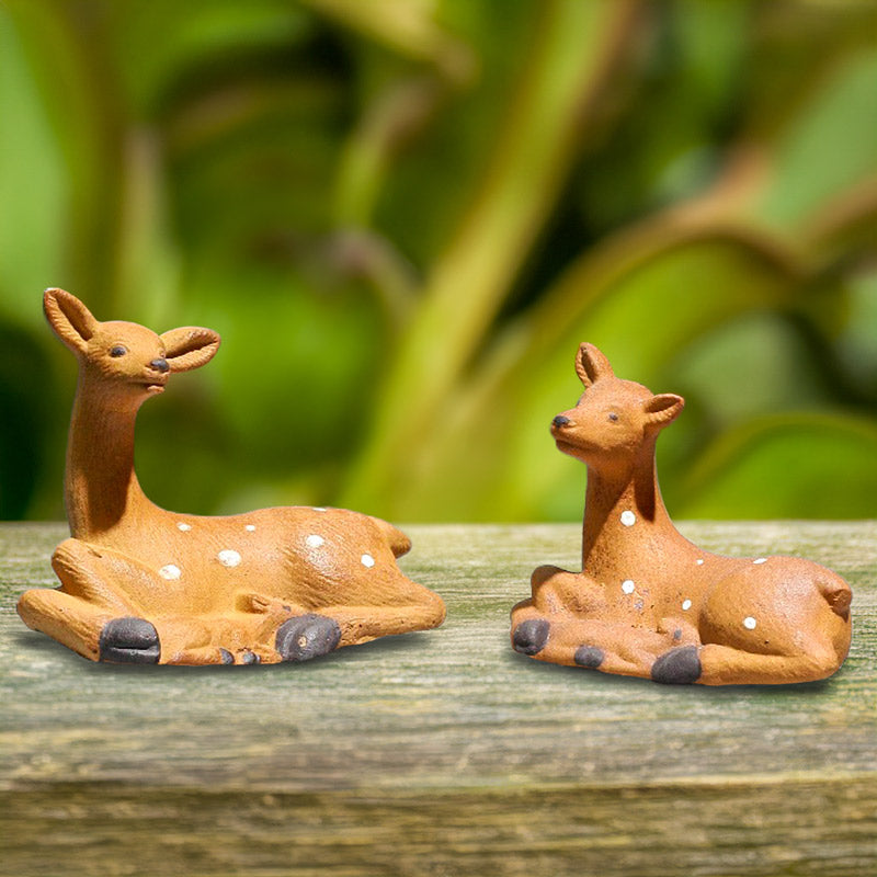 Miniature Ceramic Deer Figurine Set - Bonsai & Aquarium Decor