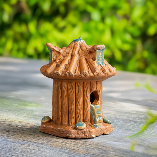 Miniature Fairy garden Tree House Figurine - Whimsical Ceramic Decor