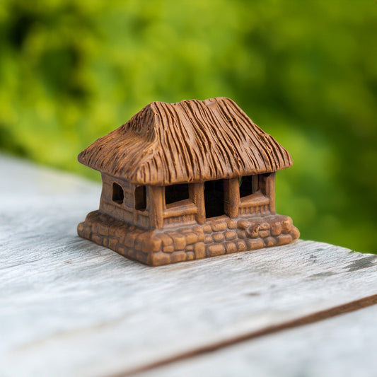 Ceramic Thatched House Figurine | Bonsai & Aquarium Decor