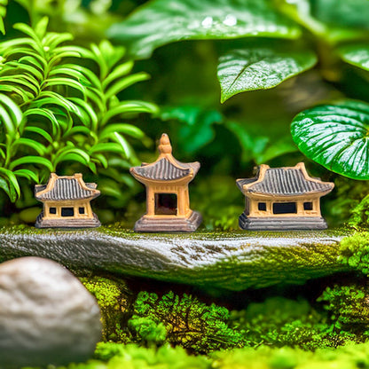 Miniature Ceramic Pagoda Set (3 pcs) | 1" - 1.5" H
