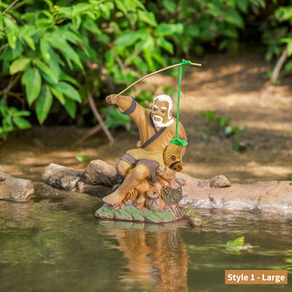3er-Set Fischerfiguren aus Keramik | Garten-, Aquarium-Dekor
