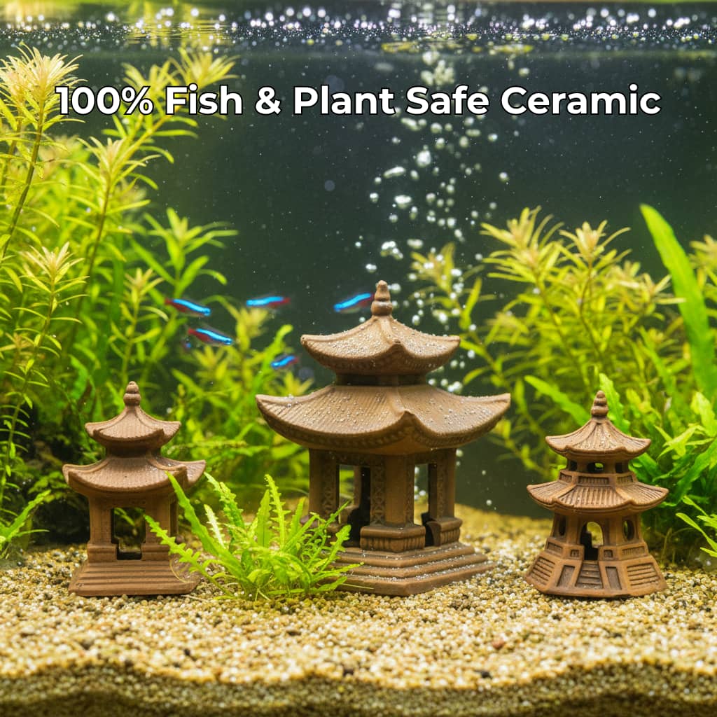 Miniature Japanese Pagodas | Ceramic Bonsai Figurines & Zen Garden Decor