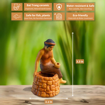Sitting serenely by a miniature well, this Tam figurine, with her intricately sculpted features, adds a touch of Vietnamese culture to any terrarium.