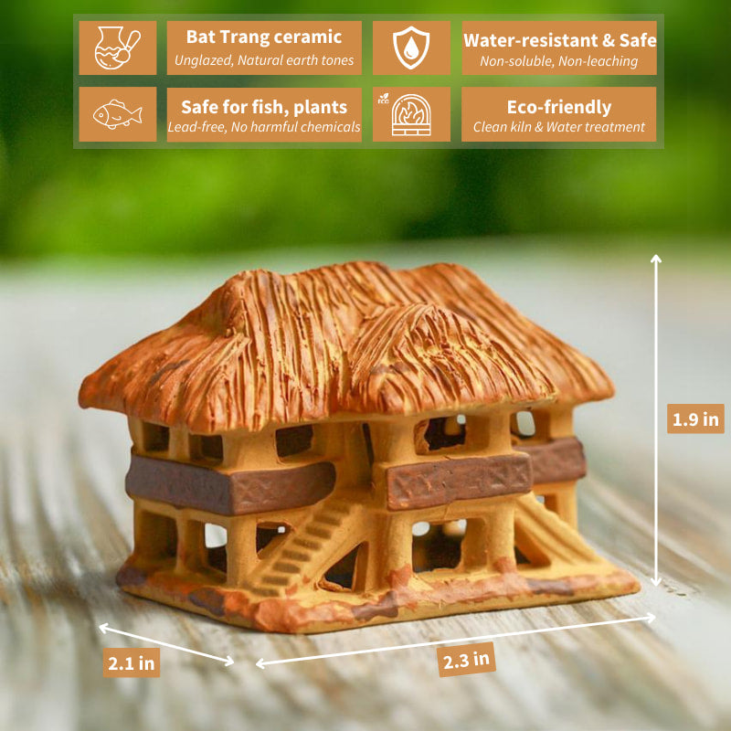  This miniature ceramic stilt house, meticulously crafted with intricate details, evokes the traditional architecture of Vietnam, making it a unique and thoughtful gift.