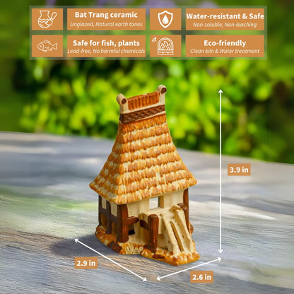 This charming miniature replica of a Vietnamese long house, with its earthy tones and delicate details, adds a touch of Southeast Asian charm to any aquarium.