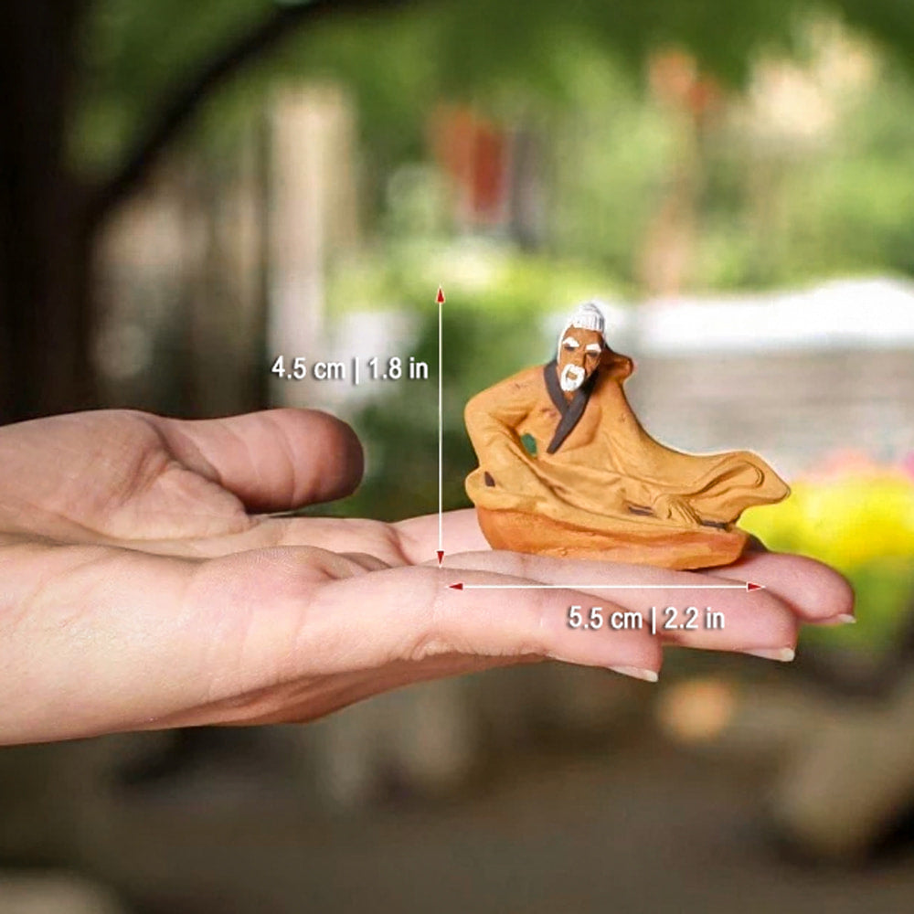 Zither Player Mudman Ceramic Figurine (2.2")