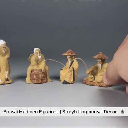Set of 20 Handcrafted Ceramic Bonsai Mudmen Figurines