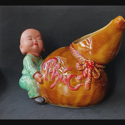 Lucky Monk "Phúc" Figurine Bonsai Planter