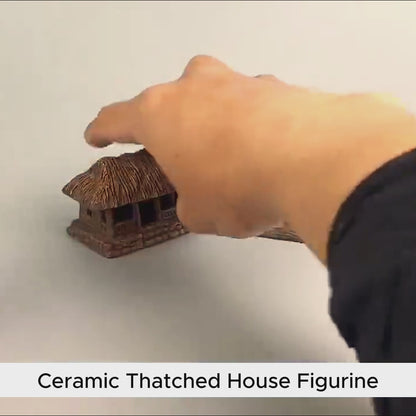 Ceramic Thatched House Figurine | Bonsai & Aquarium Decor