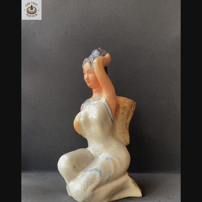 Lady with Basket - Handcrafted Figurine Bonsai Planter