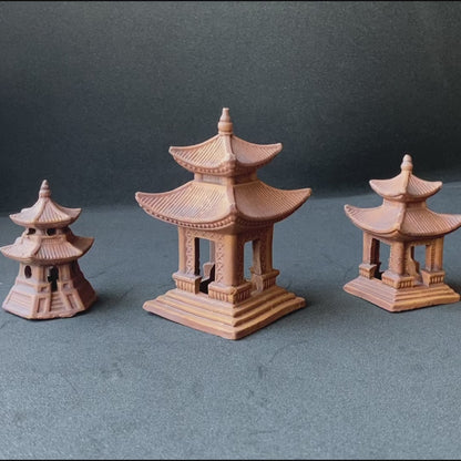 Japanische Miniaturpagoden (3er-Set) | Bonsai-Figuren &amp; Zen-Garten-Dekor